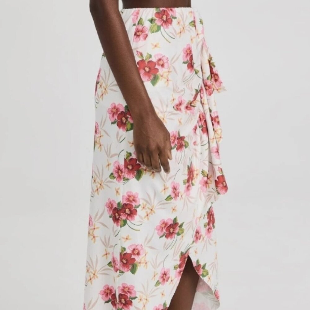 NWT LoveShackFancy Diva Midi Skirt in Island Vibes Floral Print XS $225